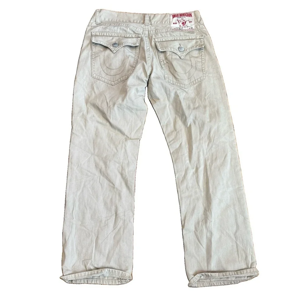 Vintage True Religion Jeans Mens 36x31** Big Stitch Flap Pocket USA Beige Y2K